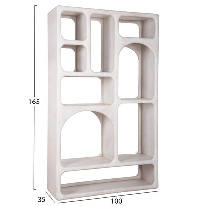 BOOKCASE HANDYR HM9707 SOLID MANGO WOOD IN WHITE COLOR 100x35x165Hcm.