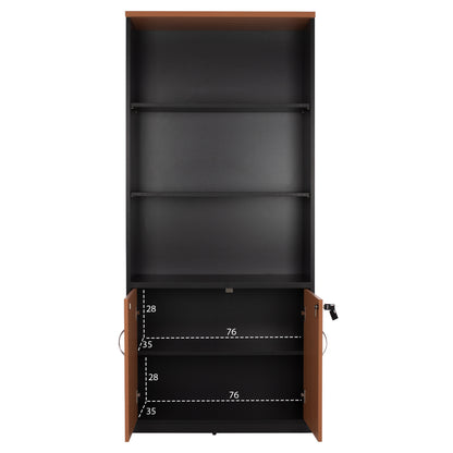Professional office bookcase HM2014.01 oak color with 2 doors 80Χ39Χ179