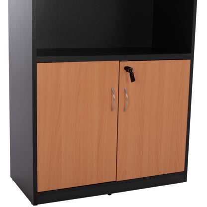Professional office bookcase HM2014.01 oak color with 2 doors 80Χ39Χ179