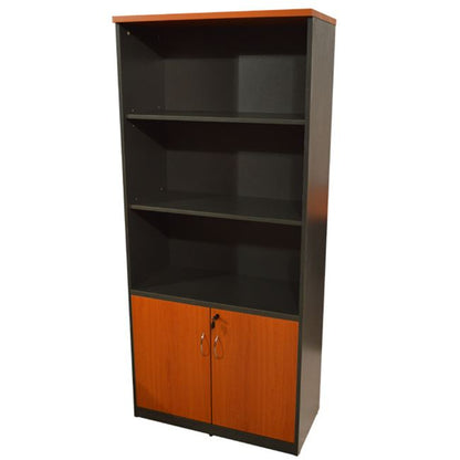 Professional office bookcase HM2014.03 cherry color with 2 doors 80Χ39Χ179cm