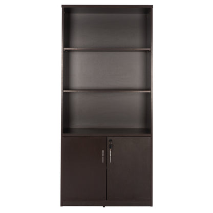 Professional office bookcase HM2014.02 wenge color with 2 doors 80Χ39Χ179