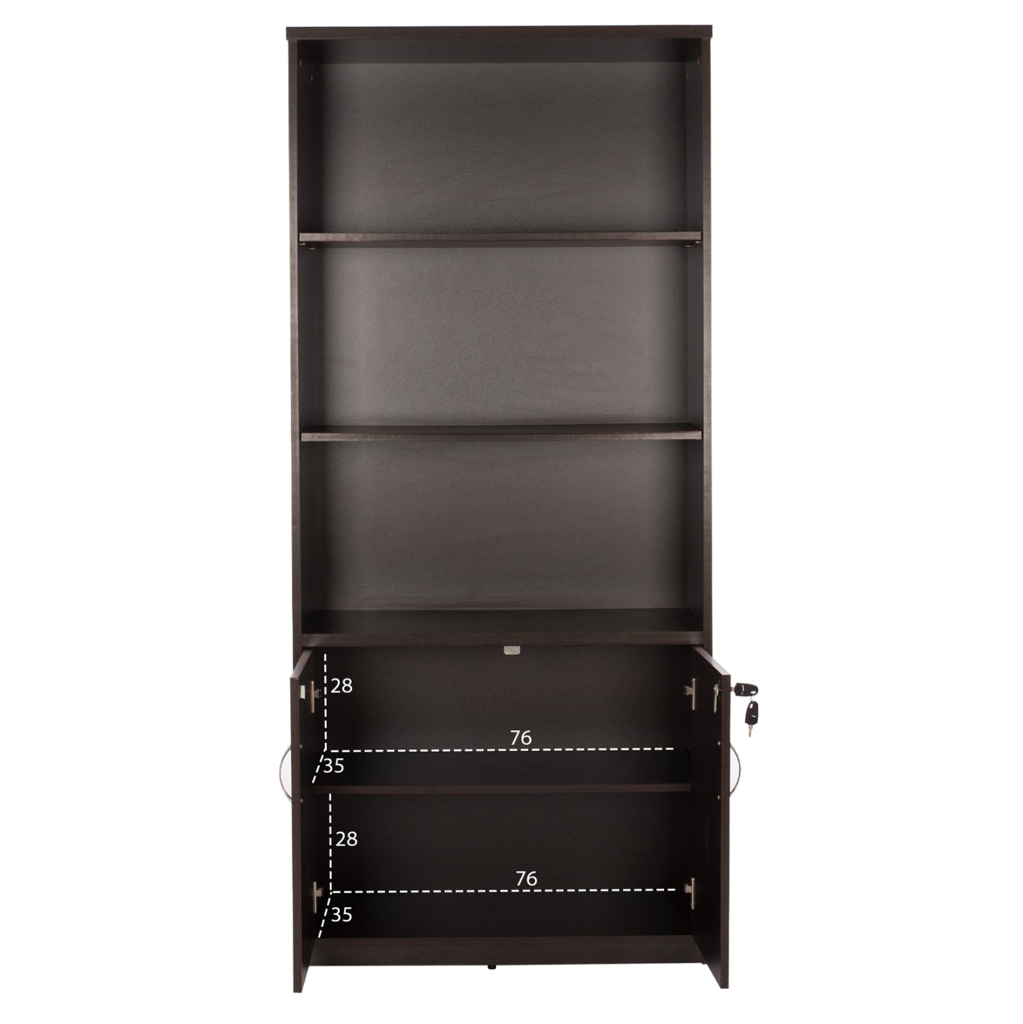 Professional office bookcase HM2014.02 wenge color with 2 doors 80Χ39Χ179