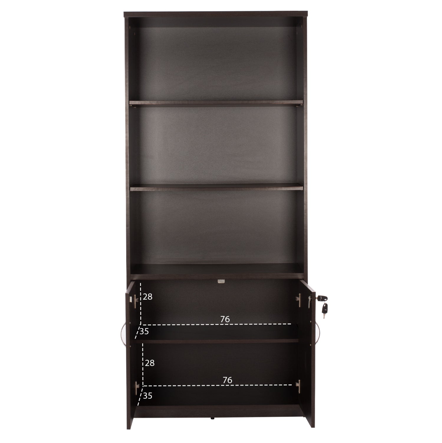 Professional office bookcase HM2014.02 wenge color with 2 doors 80Χ39Χ179