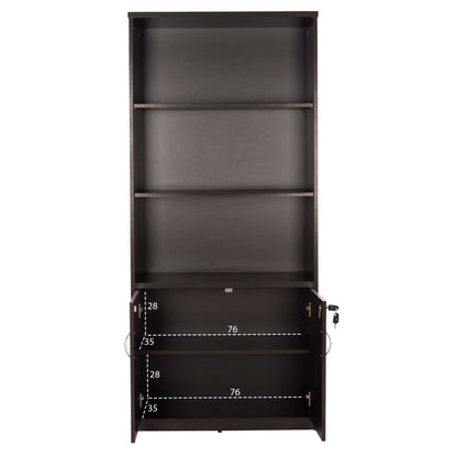 Professional office bookcase HM2014.02 wenge color with 2 doors 80Χ39Χ179