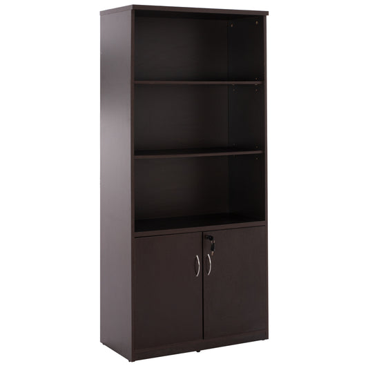 Professional office bookcase HM2014.02 wenge color with 2 doors 80Χ39Χ179
