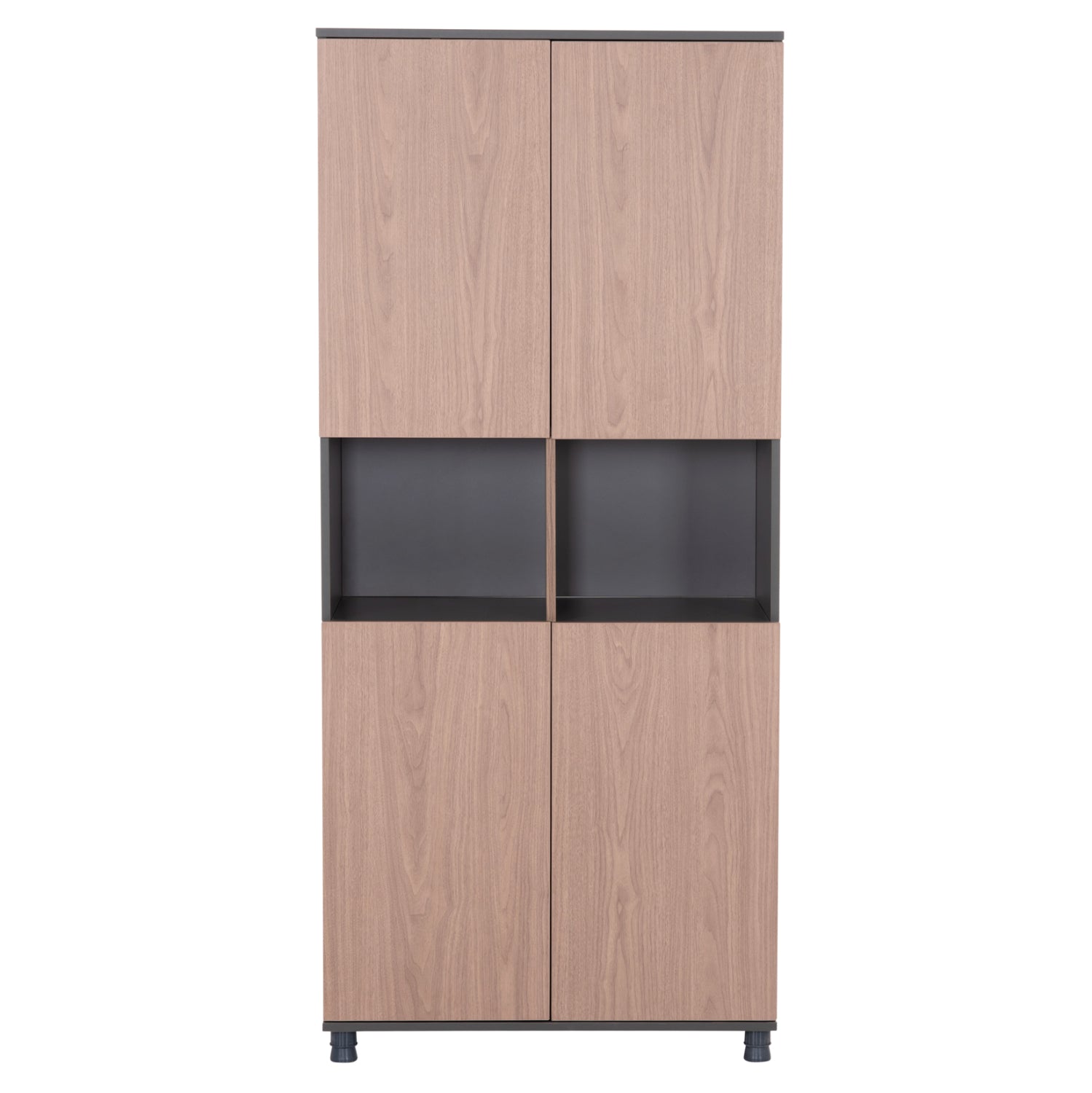 OFFICE BOOKCASE MAVIX HM2160 MELAMINE IN GREY-WALNUT 80Χ40Χ180Hcm.