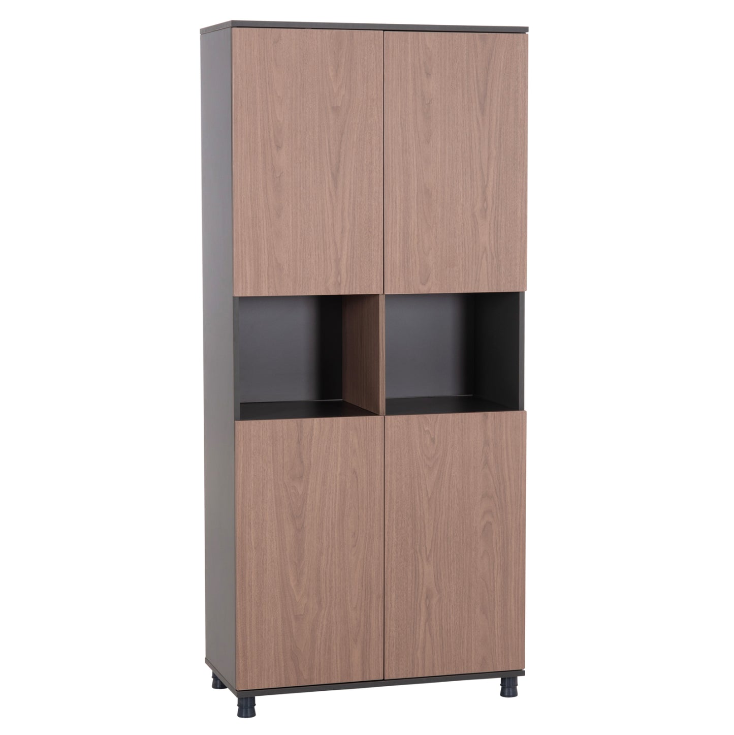 OFFICE BOOKCASE MAVIX HM2160 MELAMINE IN GREY-WALNUT 80Χ40Χ180Hcm.
