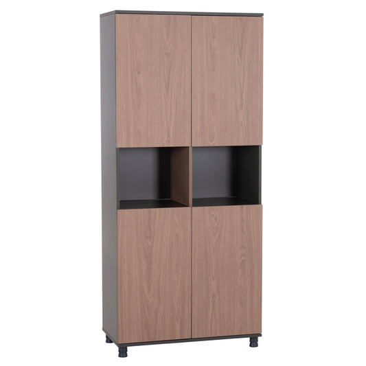 OFFICE BOOKCASE MAVIX HM2160 MELAMINE IN GREY-WALNUT 80Χ40Χ180Hcm.