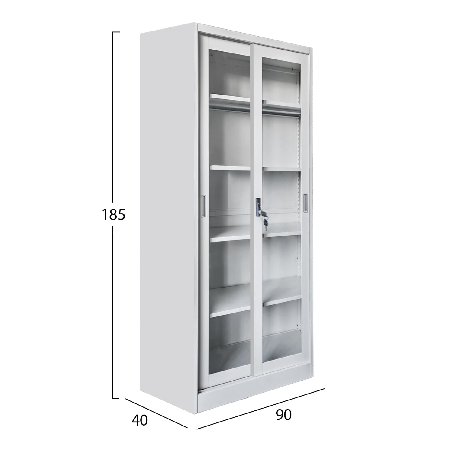 BOOKCASE WITH SLIDING DOORS SLINGER HM6632.02 METAL IN WHITE 90x40x185Hcm