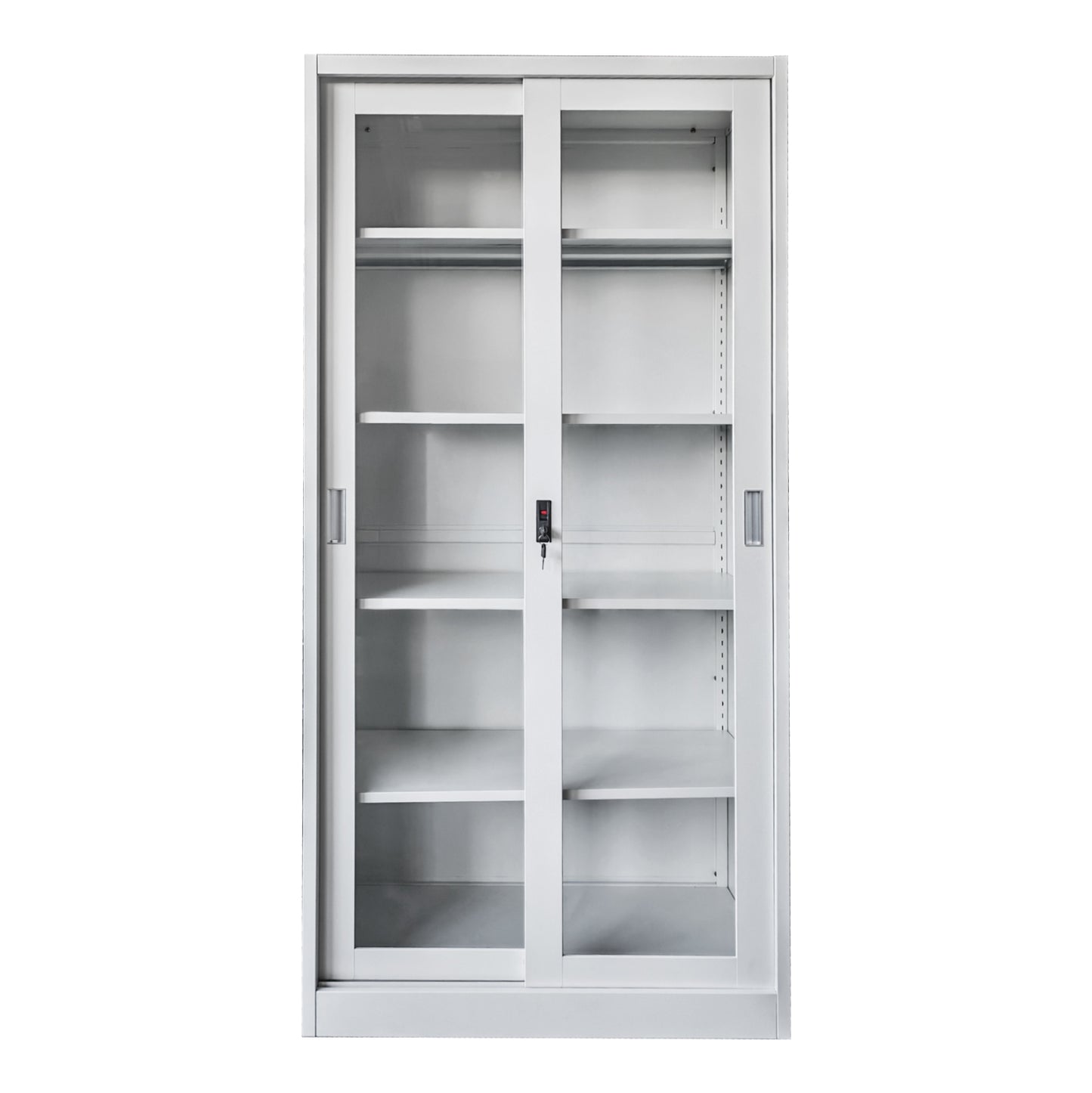 BOOKCASE WITH SLIDING DOORS SLINGER HM6632.02 METAL IN WHITE 90x40x185Hcm