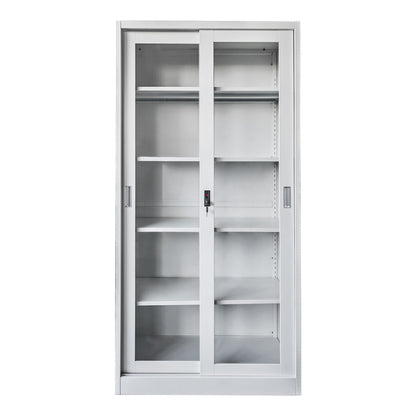 BOOKCASE WITH SLIDING DOORS SLINGER HM6632.02 METAL IN WHITE 90x40x185Hcm