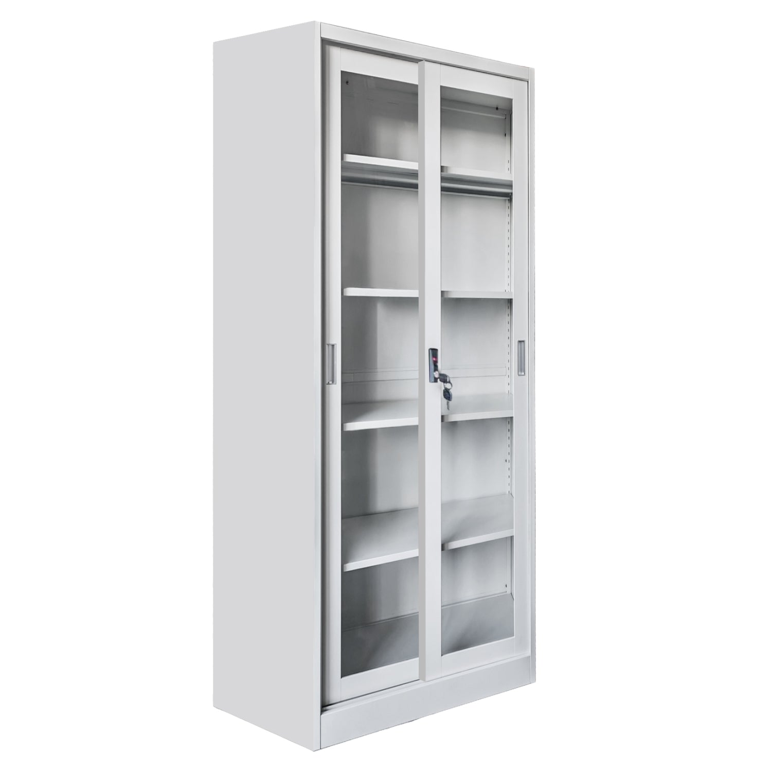 BOOKCASE WITH SLIDING DOORS SLINGER HM6632.02 METAL IN WHITE 90x40x185Hcm