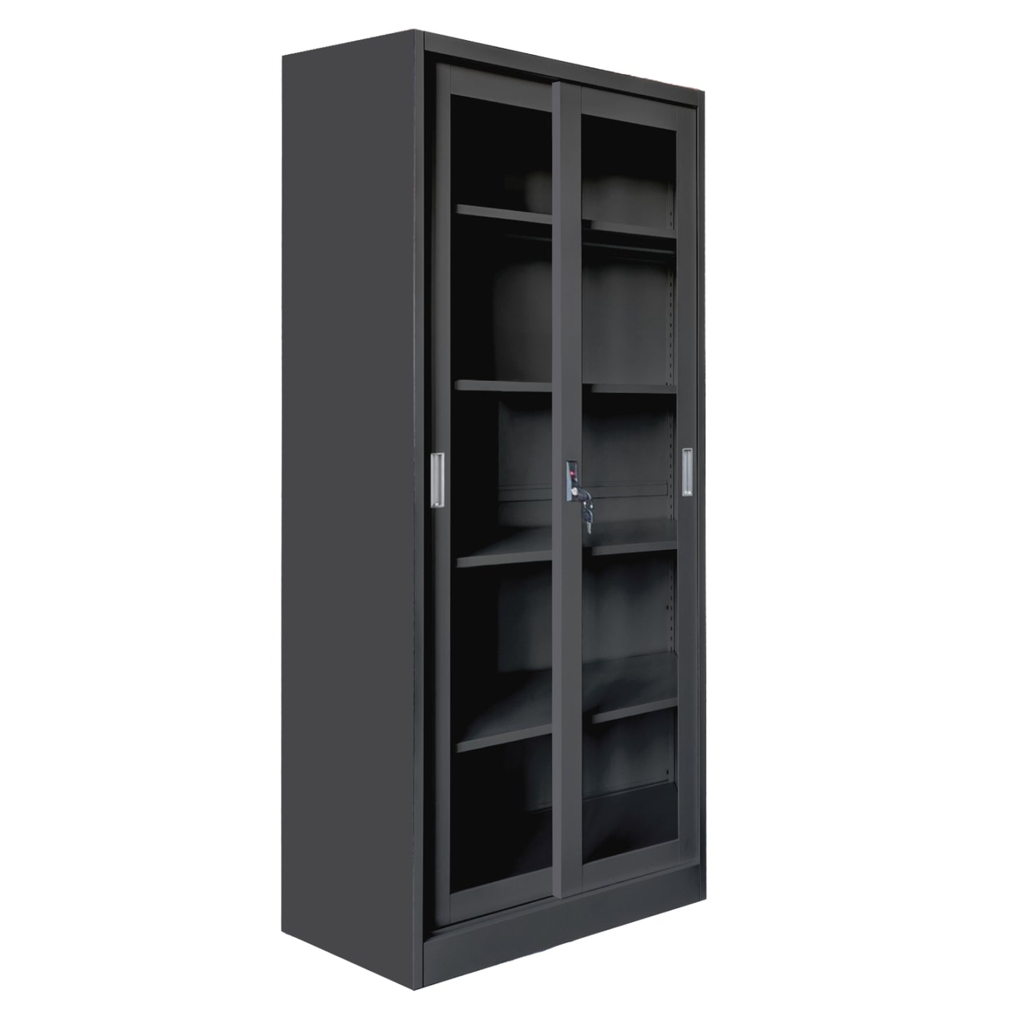 BOOKCASE WITH SLIDING DOORS SLINGER HM6632.01 METAL IN BLACK 90x40x185Hcm