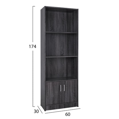 Melamine bookcase HM2269.01 grey color 60x30x174