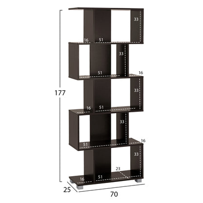 Bookcase from melamine HM2385.01 Wenge 70x25x177 cm.