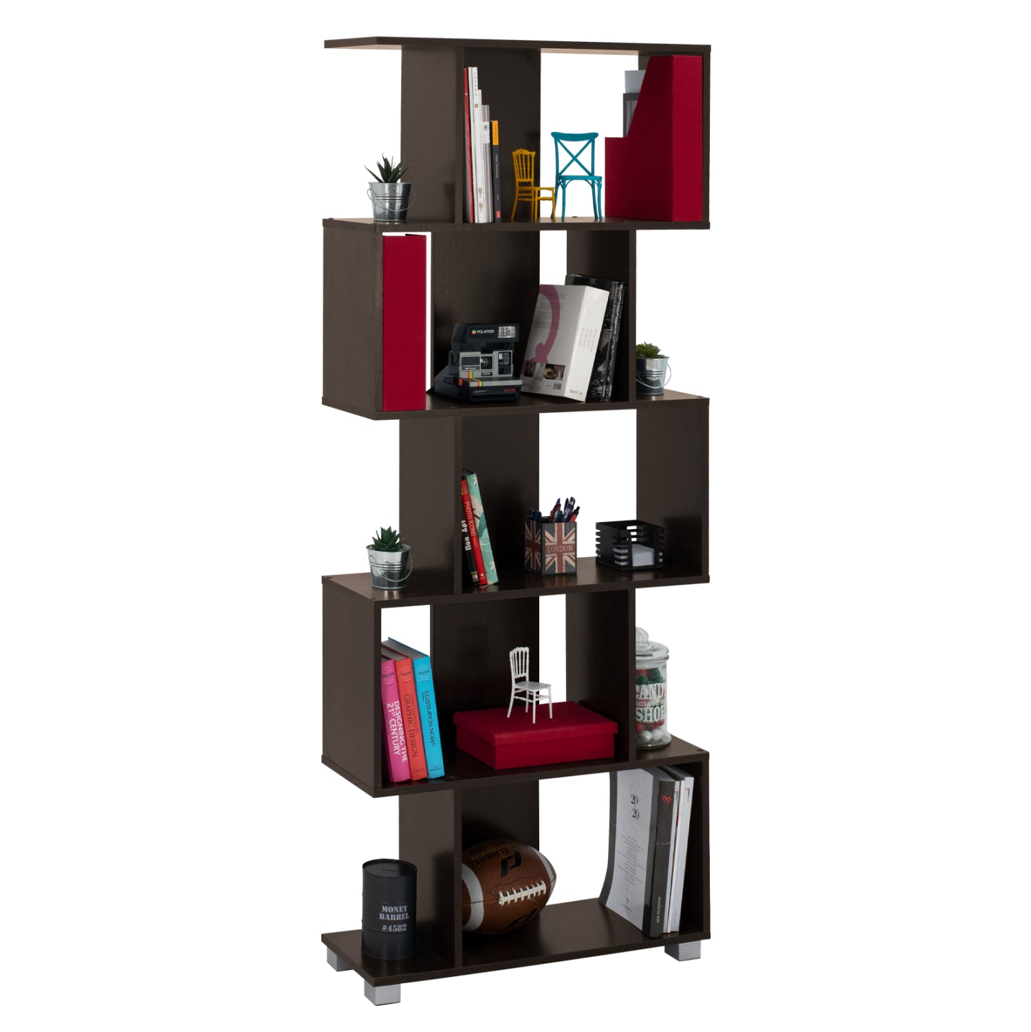 Bookcase from melamine HM2385.01 Wenge 70x25x177 cm.