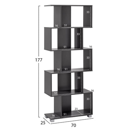 Bookcase from melamine HM2385.10 Grey 70x25x177 cm.
