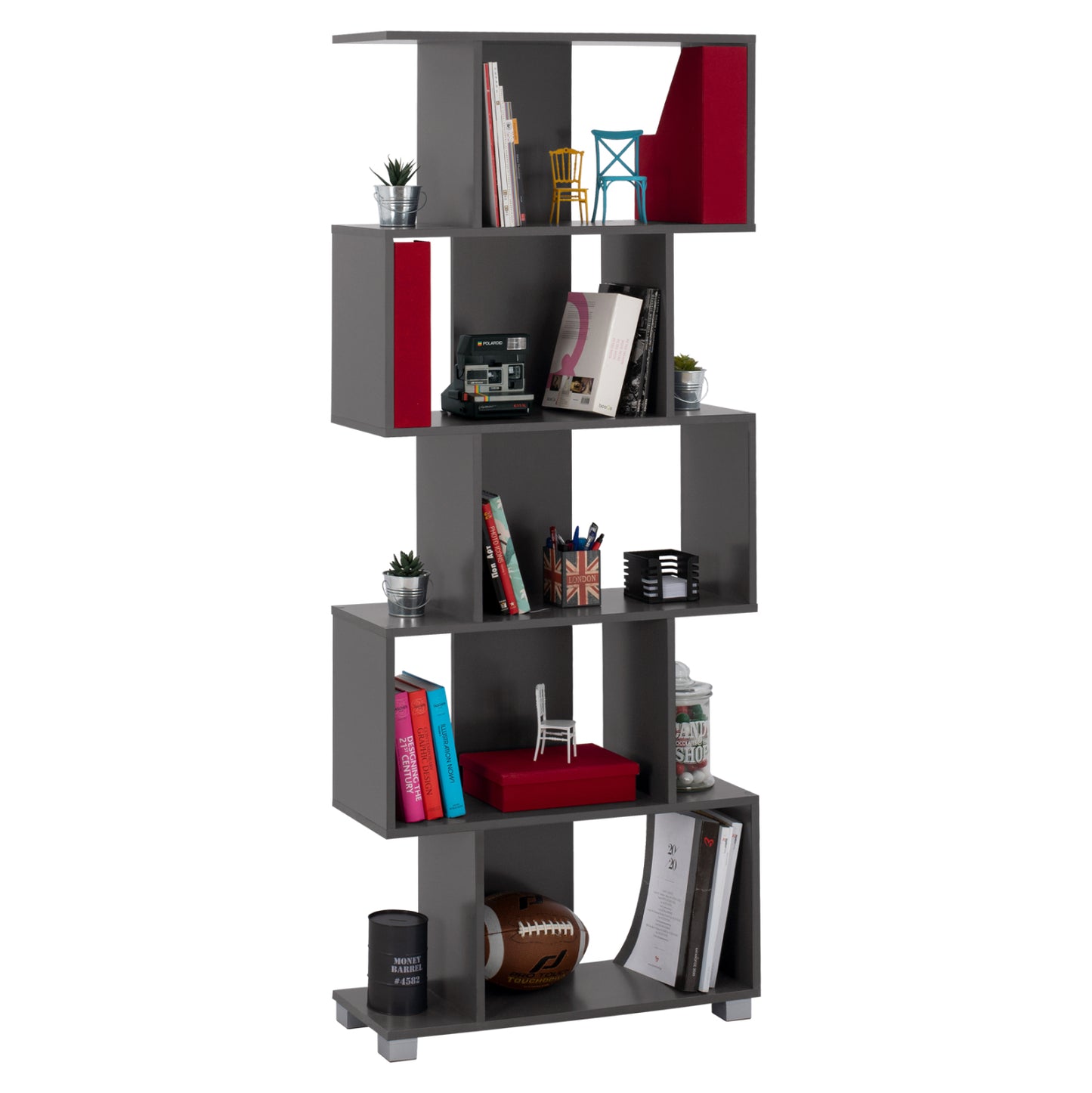 Bookcase from melamine HM2385.10 Grey 70x25x177 cm.