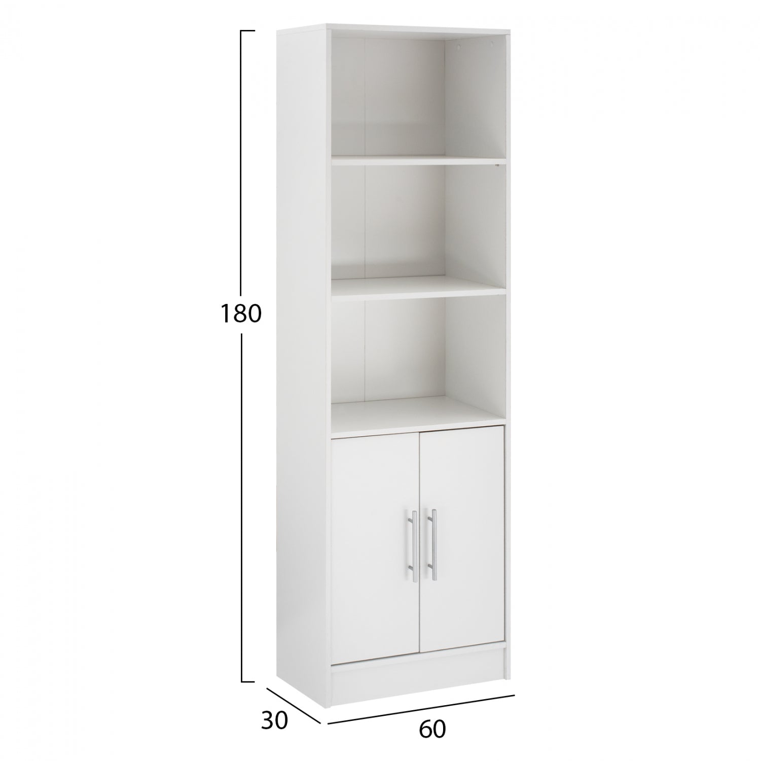 Bookcase from melamine ENSLEY HM2027.05 white color 60x30x180cm