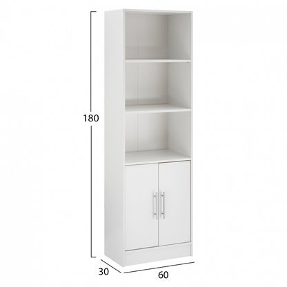 Bookcase from melamine ENSLEY HM2027.05 white color 60x30x180cm