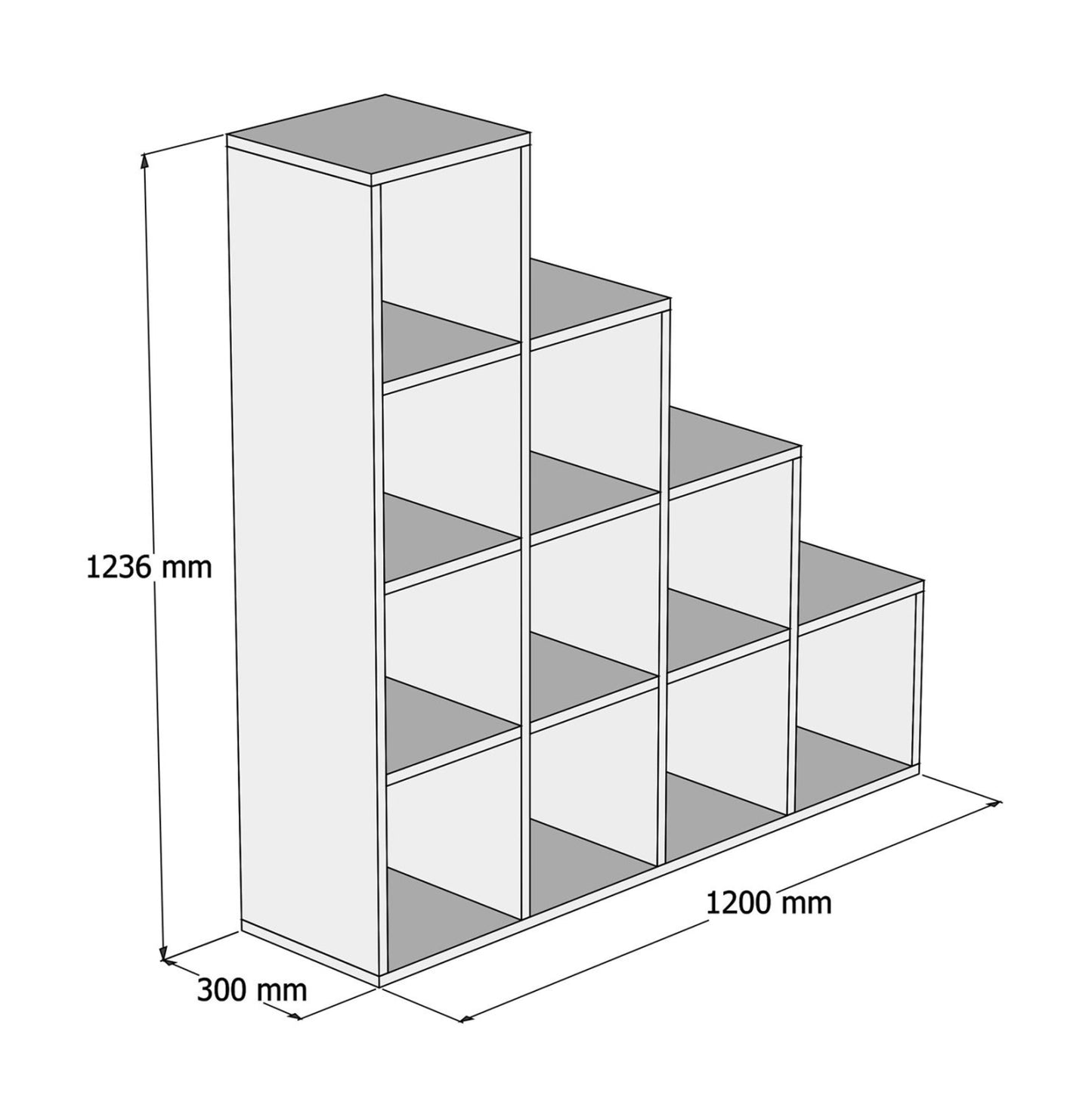 BOOKCASE SCALE HM9238.11 MELAMINE WHITE 120x30x123,6Hcm.