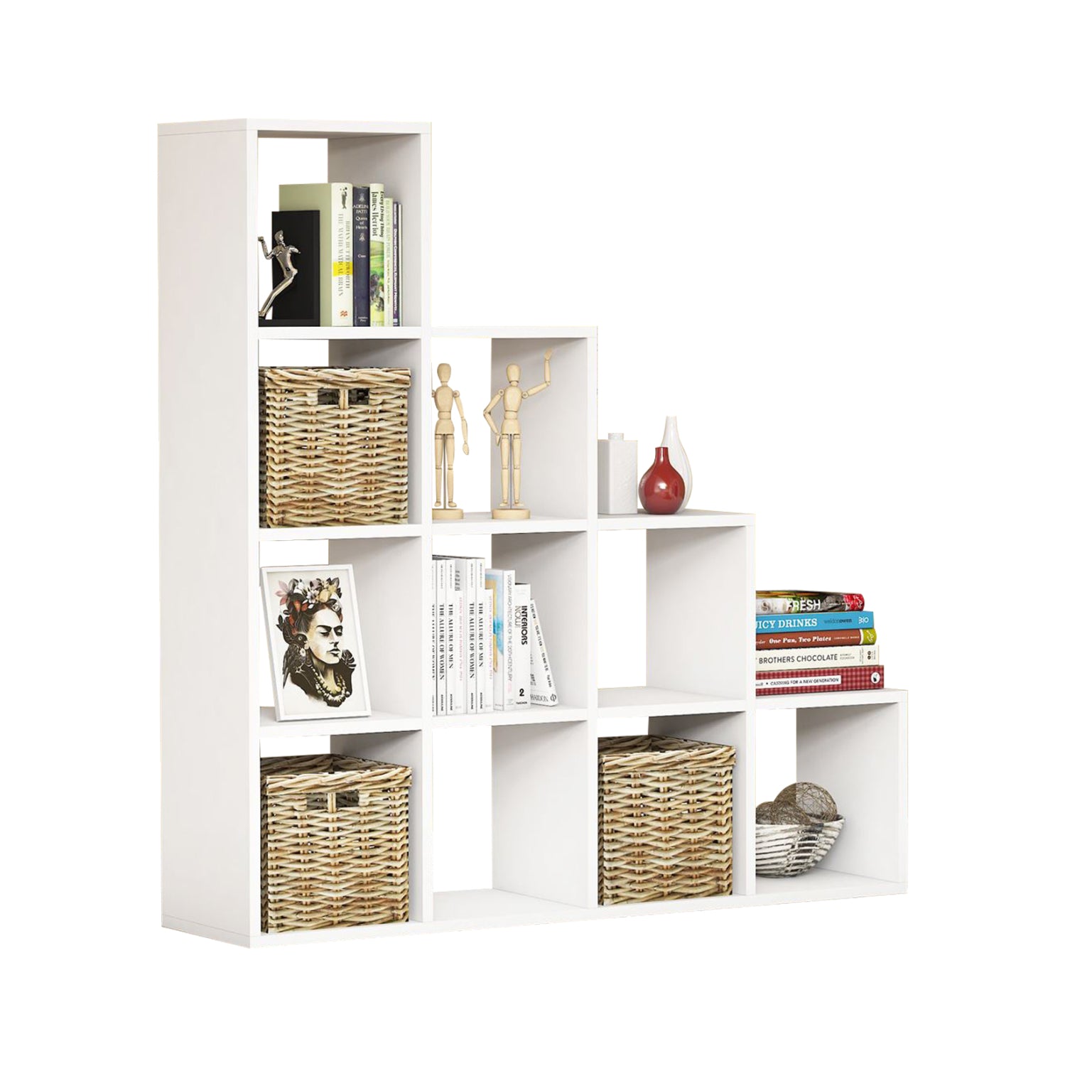 BOOKCASE SCALE HM9238.11 MELAMINE WHITE 120x30x123,6Hcm.