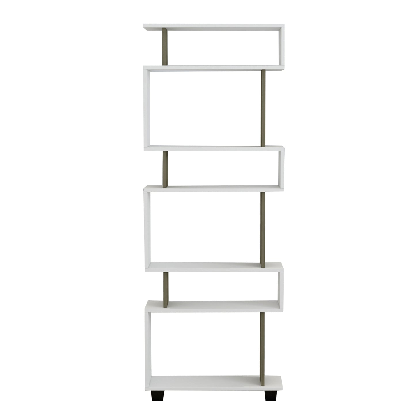 BOOKCASE OWL MELAMINE IN OLIVE GREY WHITE 60x19,5x165Hcm.HM8923.11