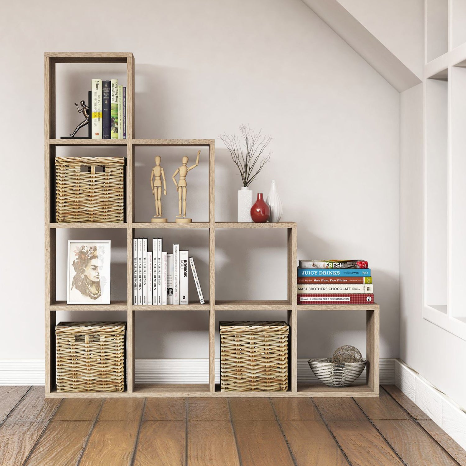 BOOKCASE SCALE HM9238.12 MELAMINE SONOMA 120x30x123,6Hcm.