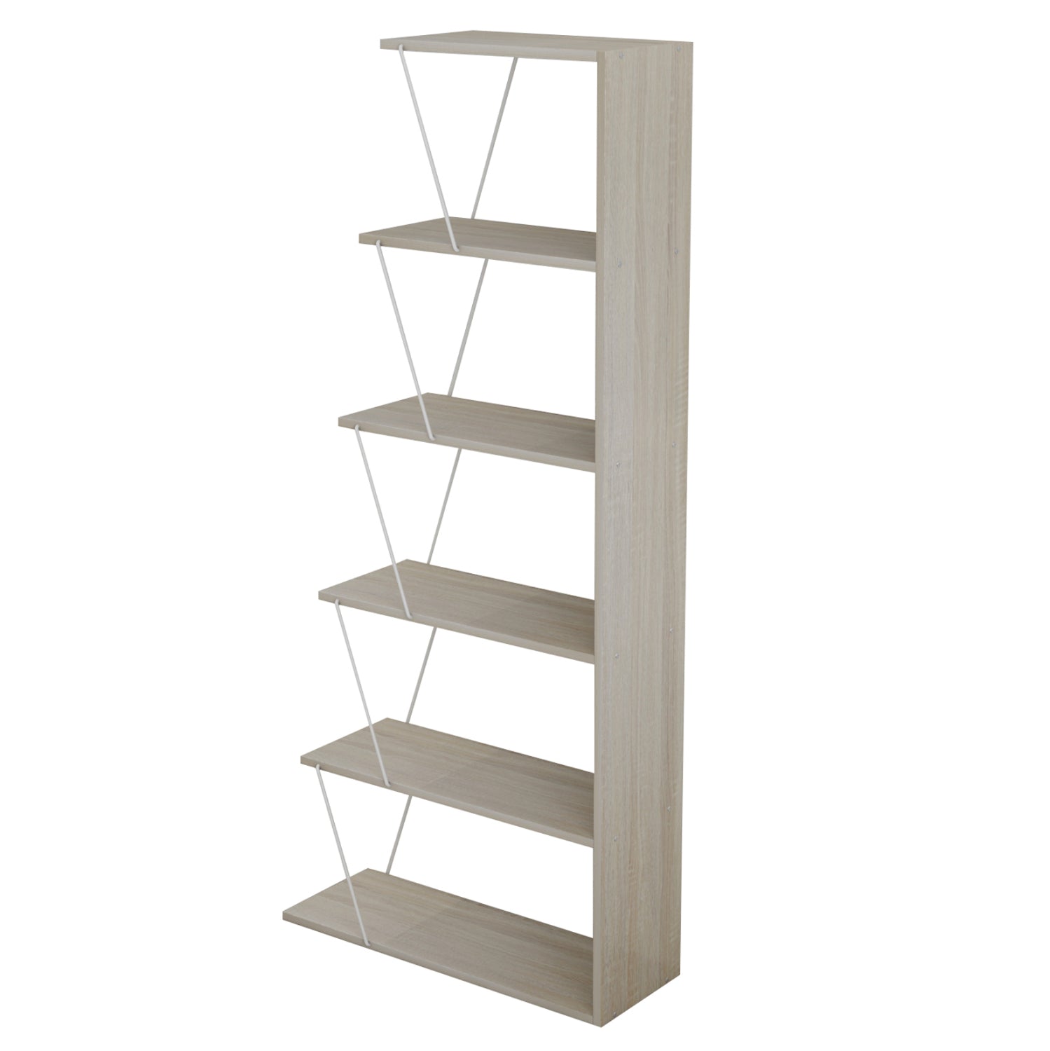 BOOKCASE MINI TARS HM2241.11 SONOMA MELAMINE-WHITE METAL RODS 65x22-24x146Hcm.