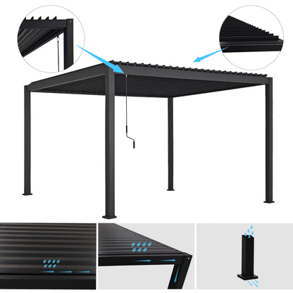 BIOCLIMATIC ALUMINUM PERGOLA DOMECIL HM6612.01 WITH IRON LOUVERS--300x400x240Hcm