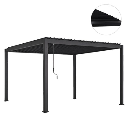 BIOCLIMATIC ALUMINUM PERGOLA DOMECIL HM6612.01 WITH IRON LOUVERS--300x400x240Hcm