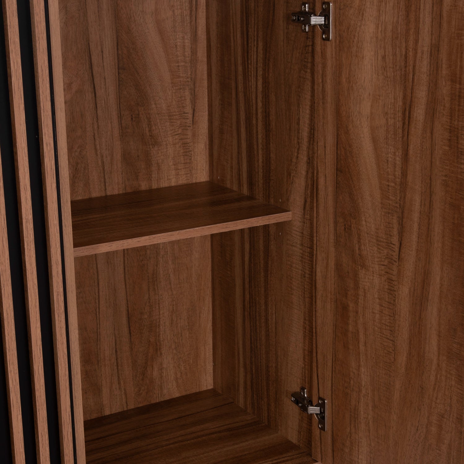 DISPLAY CABINET SERIES HARRY HM18011.01 MELAMINE IN NATURAL WOOD COLOR-BLACK 90x40x185Hcm.
