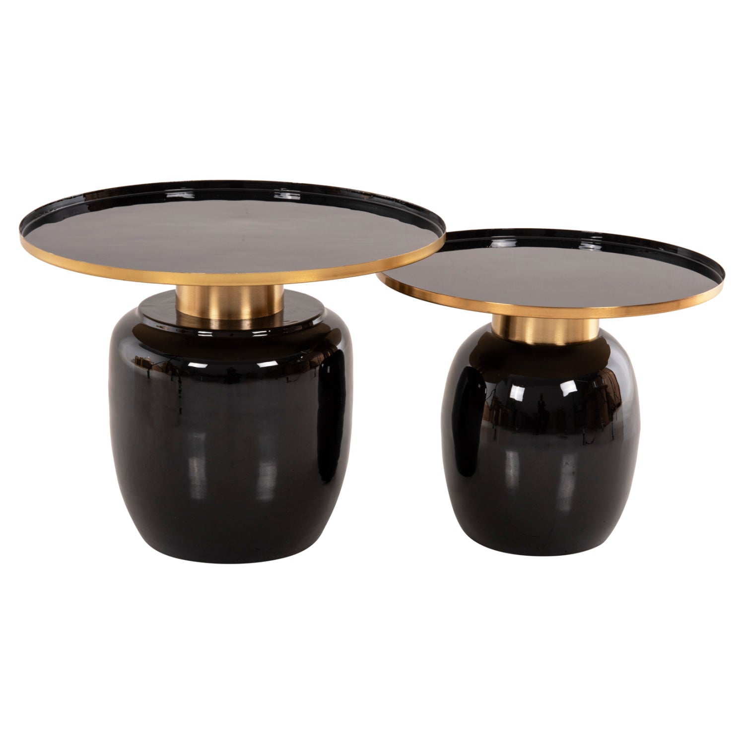SIDE TABLES 2PCS FRYNX HM9662 METAL IN BLACK AND GOLD Φ60 & Φ50,5 cm.