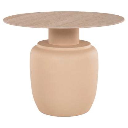 SIDE TABLES 2PCS FEREN HM9664 METAL IN IVORY-CERAMIC TOP Φ60 &Φ50cm.