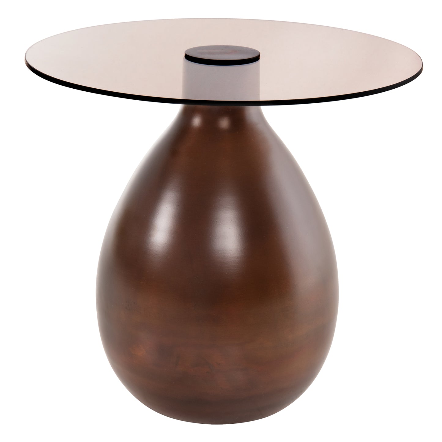 SIDE TABLES 2PCS REGEN HM9666 METAL IN COPPER-GLASS TOP Φ44 & Φ40 cm.