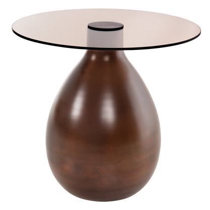 SIDE TABLES 2PCS REGEN HM9666 METAL IN COPPER-GLASS TOP Φ44 & Φ40 cm.