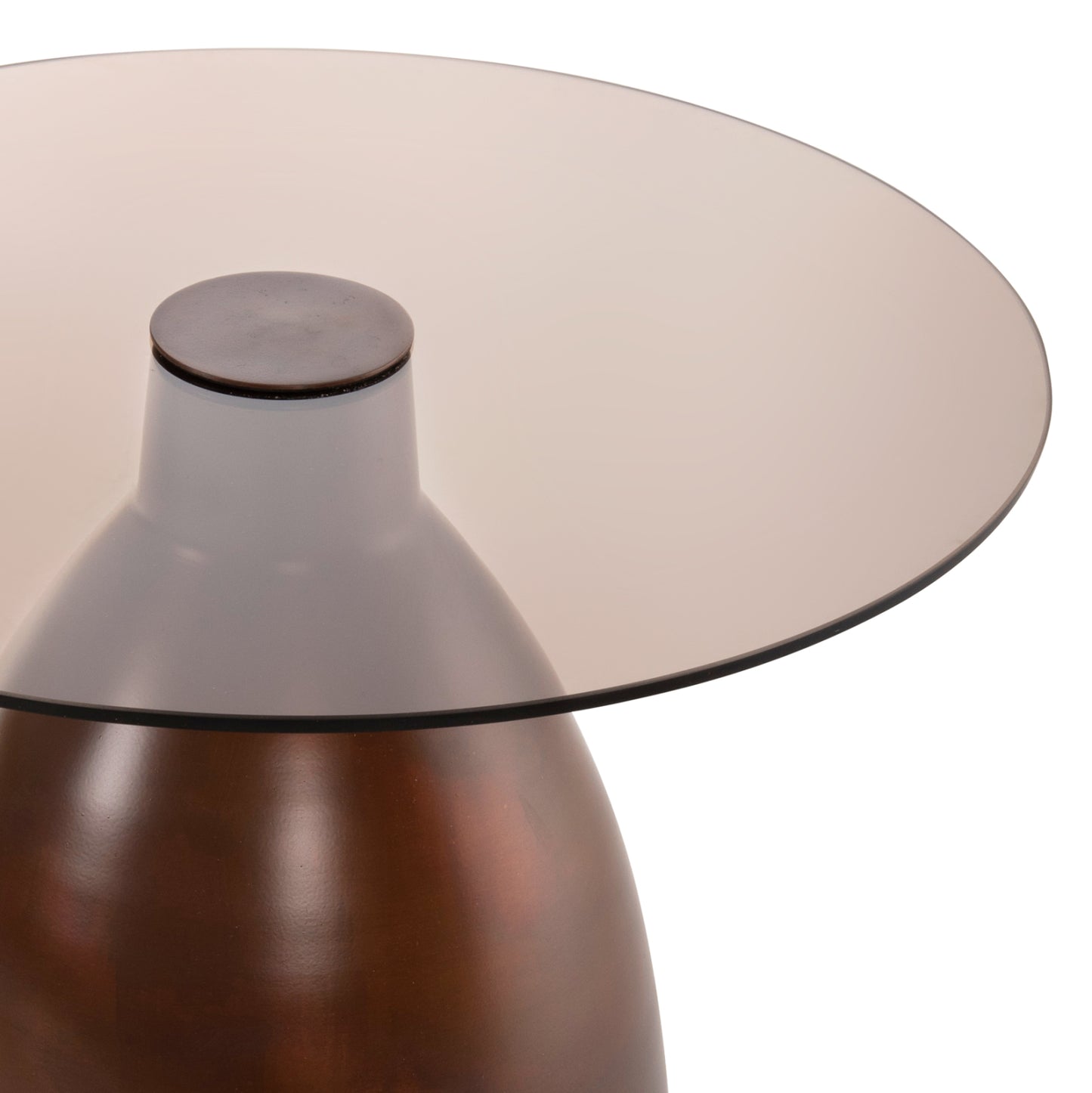 SIDE TABLES 2PCS REGEN HM9666 METAL IN COPPER-GLASS TOP Φ44 & Φ40 cm.