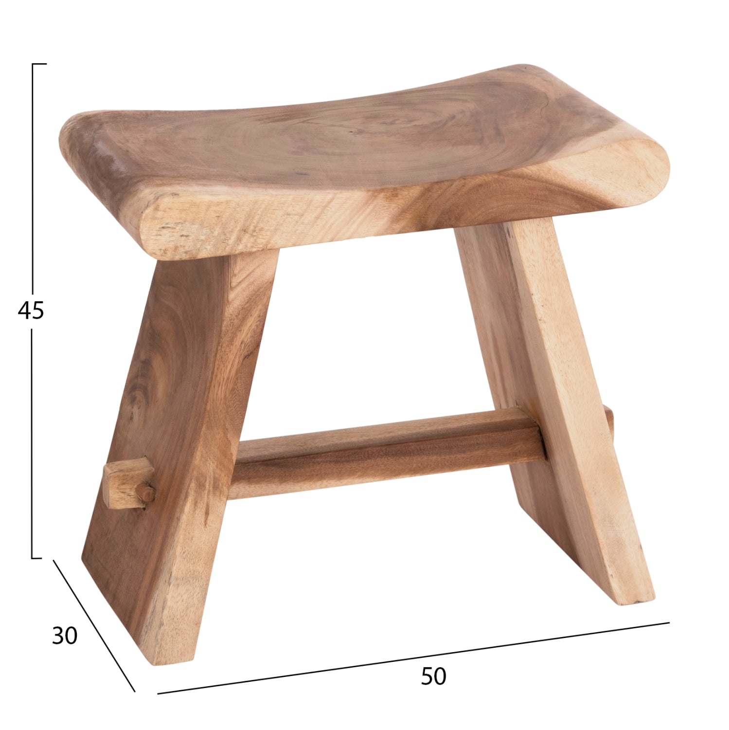 SIDE STOOL SADEL HM18294 SUAR WOOD--NATURAL COLOR 50x30x45Hcm.