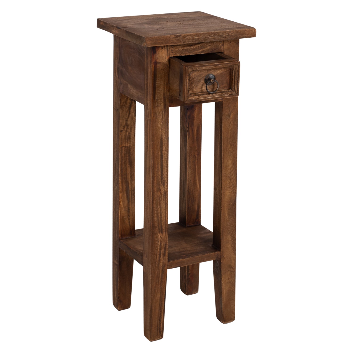 SIDE TABLE RAMU HM9484.01 MAHOGANY WOOD WITH A DRAWER IN NATURAL COLOR 25x25x66,5Hcm.