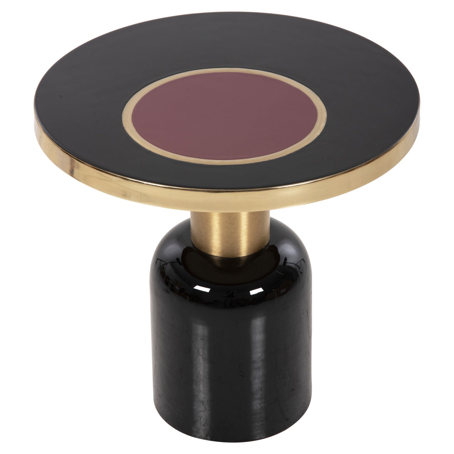 SIDE TABLE ERODE HM4248.01 METAL IN BLACK-GOLD-CHERRY RED Φ50,5x50Hcm.