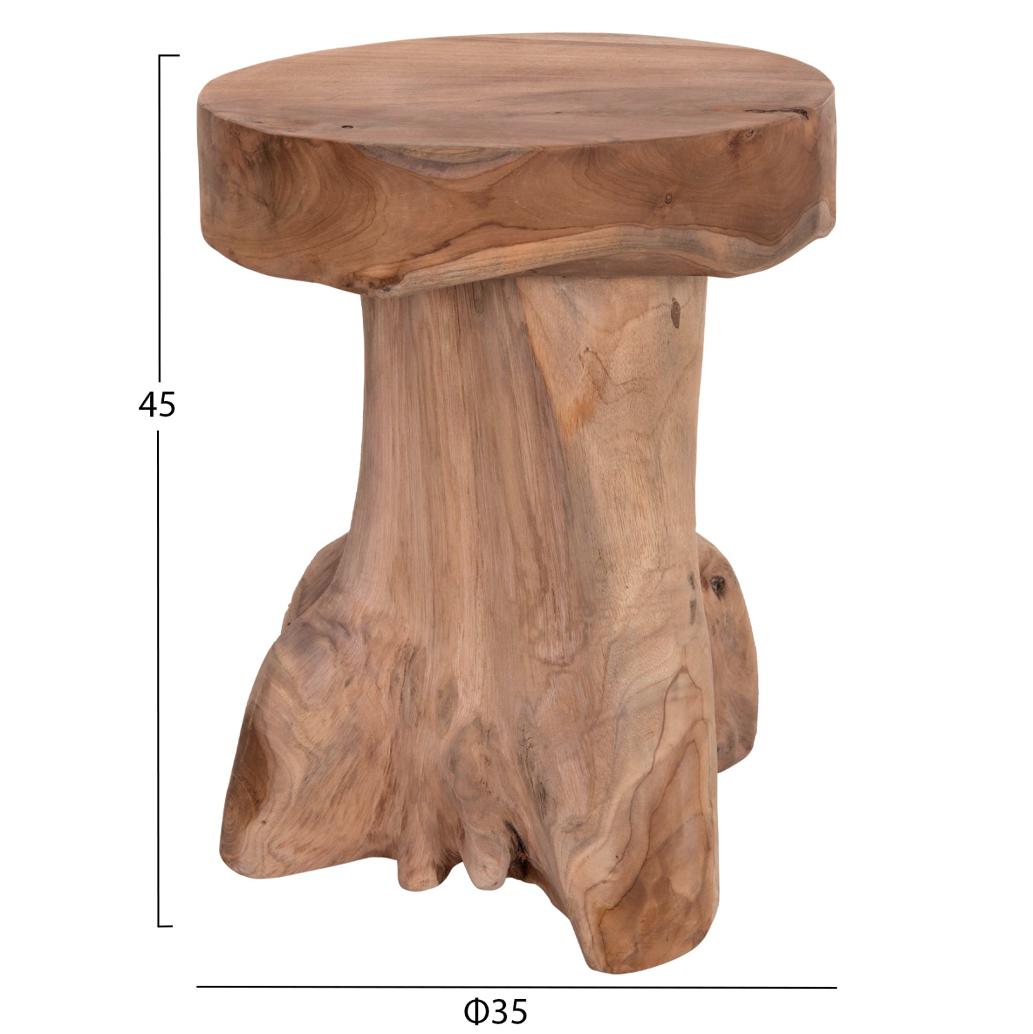 SIDE TABLE LOGG HM9351.11 SOLID TEAK NATURAL COLOR Φ35X45Hcm