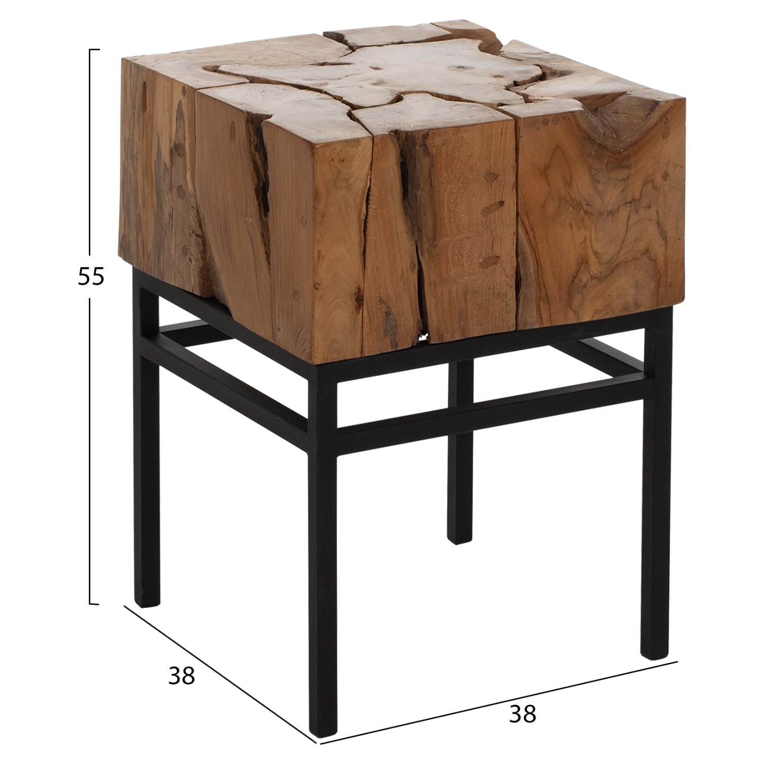 SIDE TABLE PIEN HM9353 SQUARE SOLID TEAK NATURAL COLOR 38X38X55H