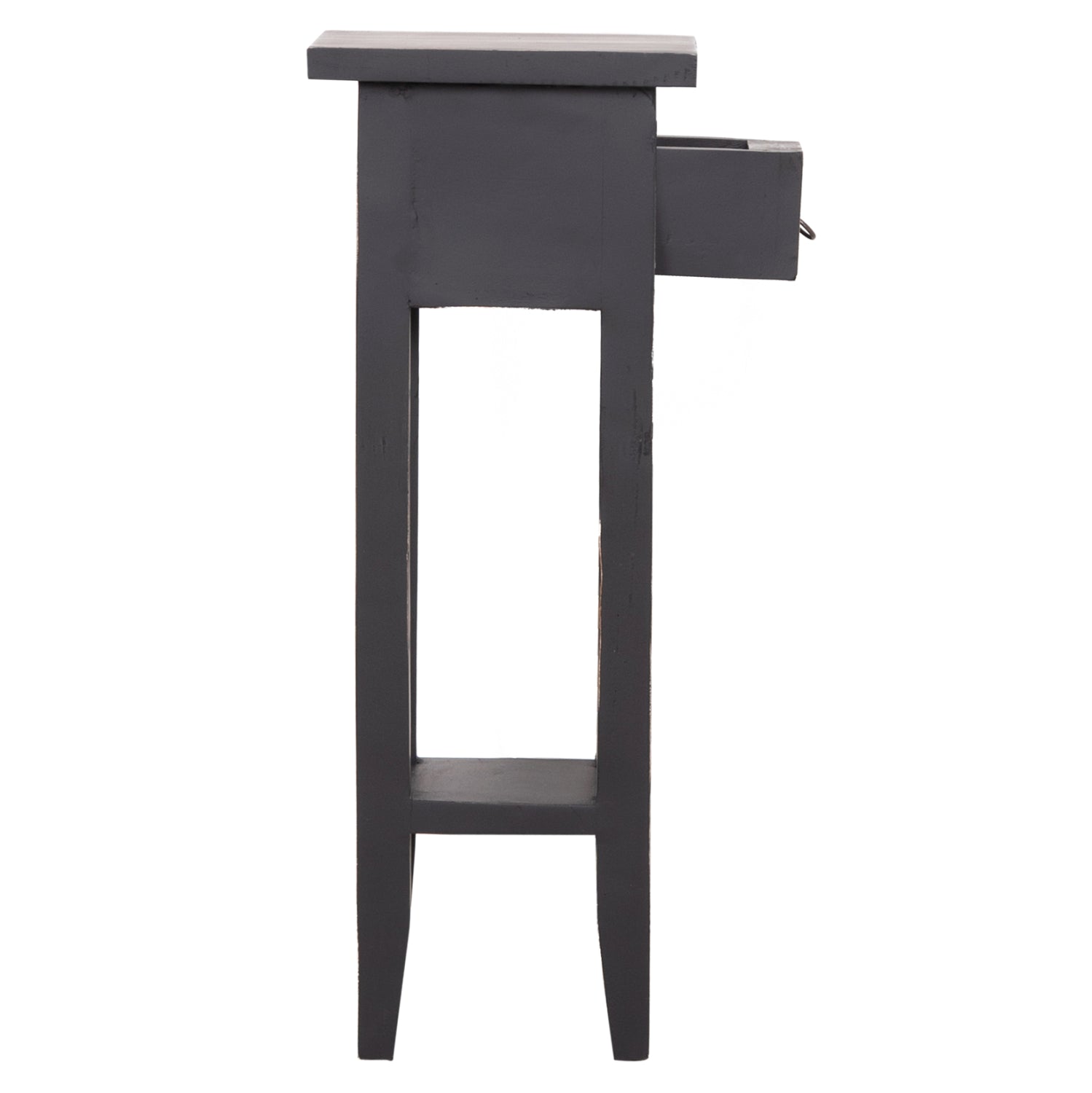 SIDE TABLE RAMU HM9484.02 MAHOGANY WOOD WITH A DRAWER IN BLACK 25x25x66,5Hcm.