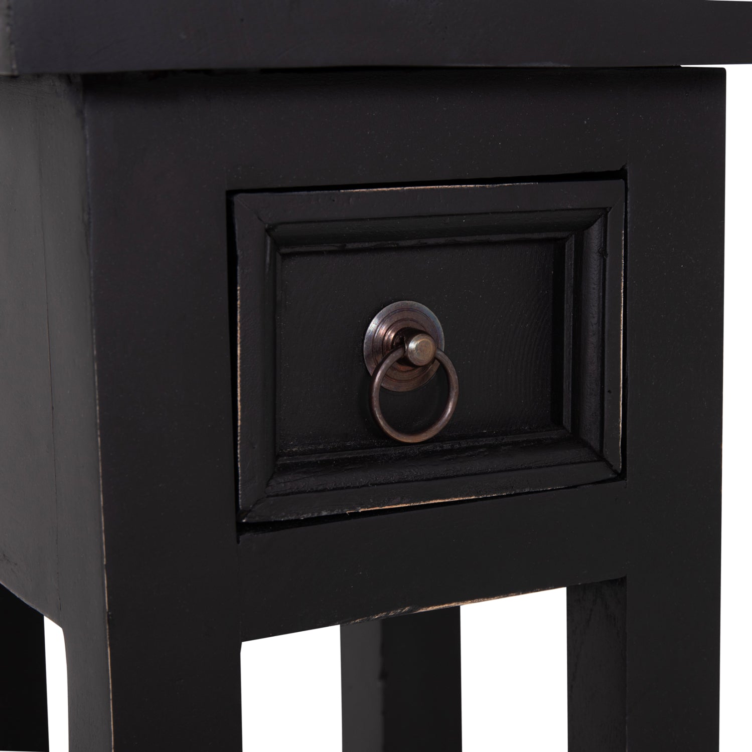 SIDE TABLE RAMU HM9484.02 MAHOGANY WOOD WITH A DRAWER IN BLACK 25x25x66,5Hcm.