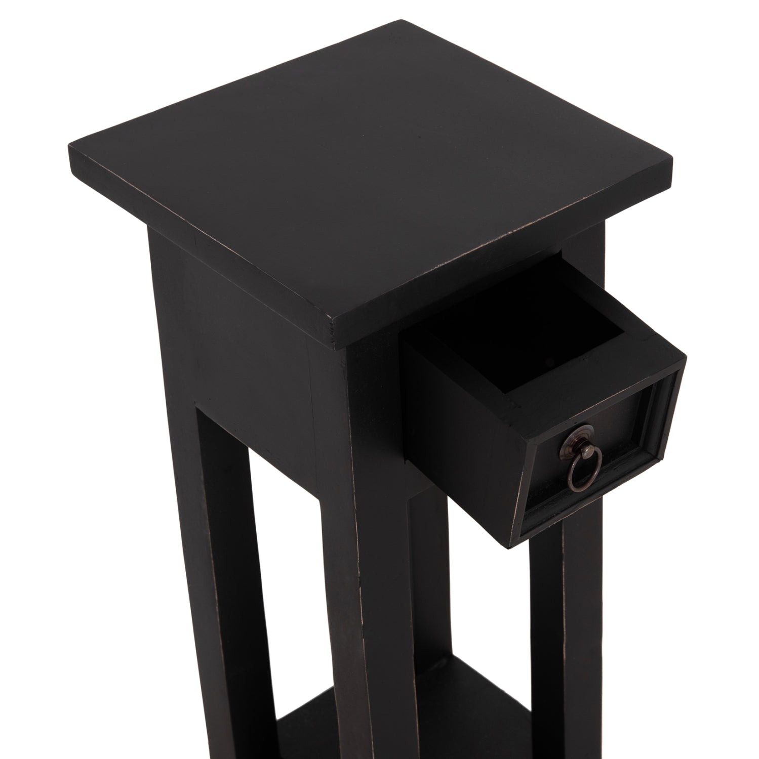 SIDE TABLE RAMU HM9484.02 MAHOGANY WOOD WITH A DRAWER IN BLACK 25x25x66,5Hcm.