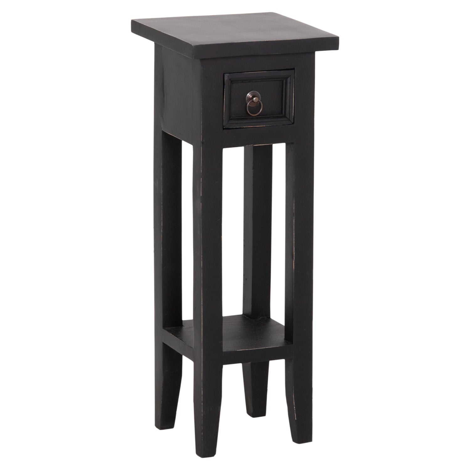 SIDE TABLE RAMU HM9484.02 MAHOGANY WOOD WITH A DRAWER IN BLACK 25x25x66,5Hcm.