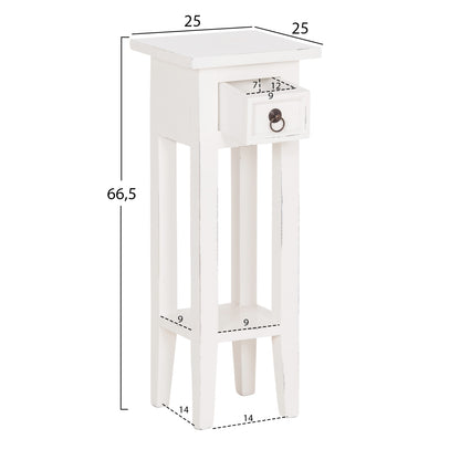SIDE TABLE RAMU HM9484.03 MAHOGANY WOOD WITH A DRAWER IN WHITE 25x25x66.5Hcm.
