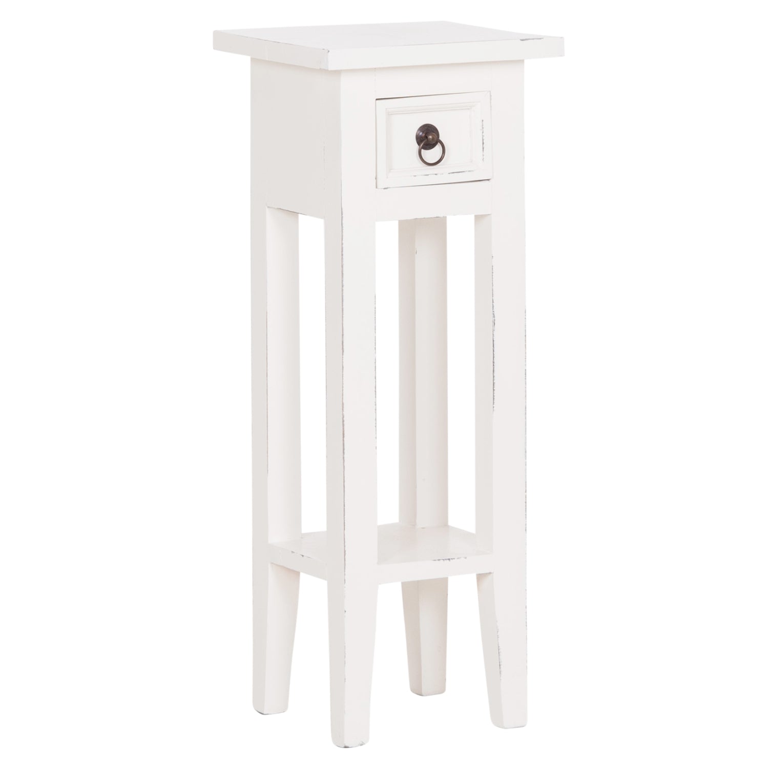 SIDE TABLE RAMU HM9484.03 MAHOGANY WOOD WITH A DRAWER IN WHITE 25x25x66.5Hcm.