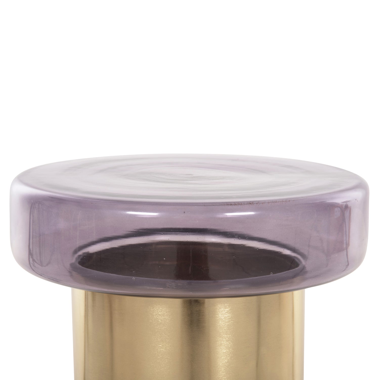 SIDE TABLE ROUND CARMO HM9728 PURPLE GLASS TOP-GOLD METAL BASE Φ39Χ54Hcm.