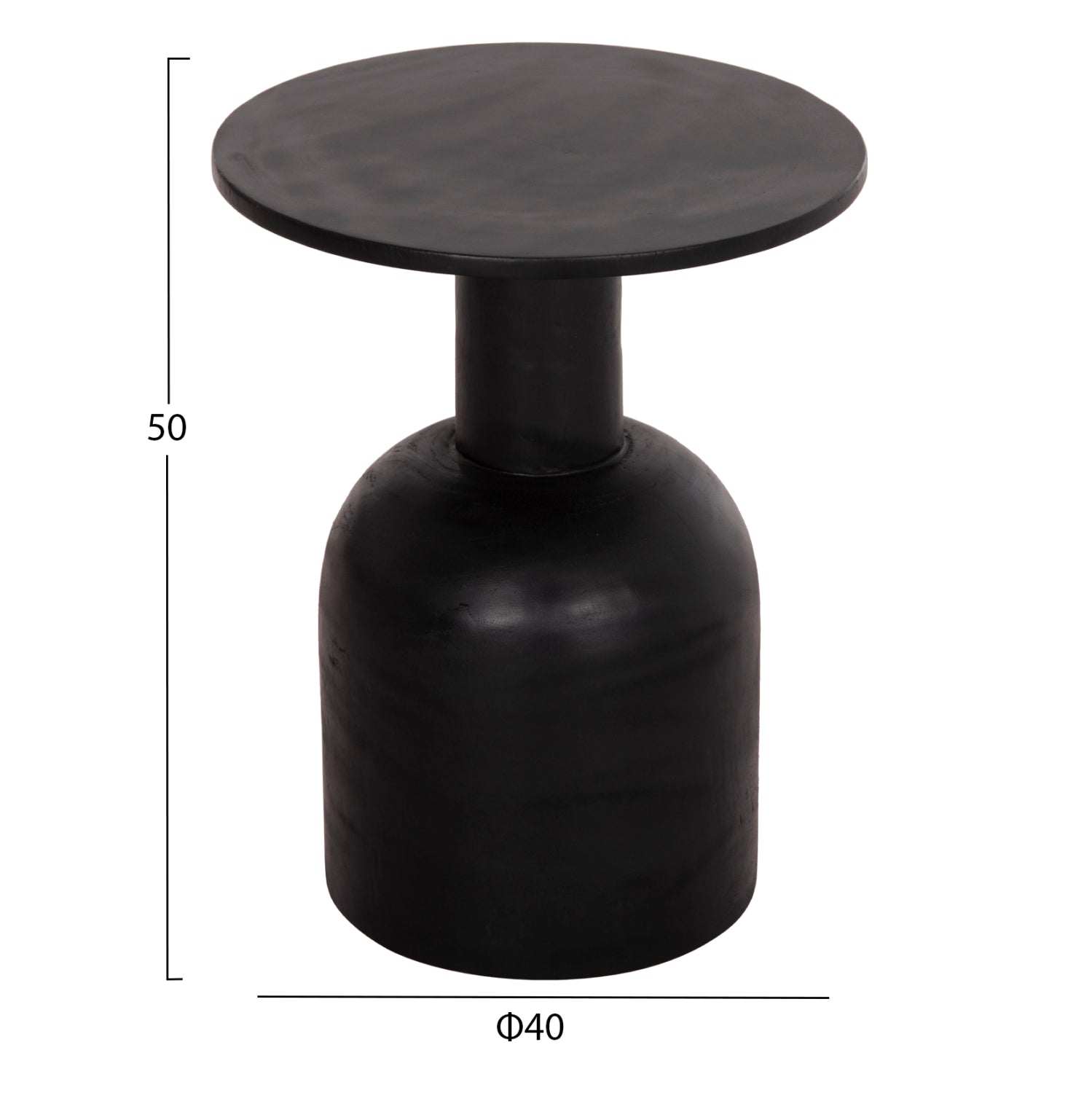 SIDE TABLE ROUND PUMBE HM9891.12 SOLID SUAR WOOD IN BLACK COLOR Φ40x50Hcm.